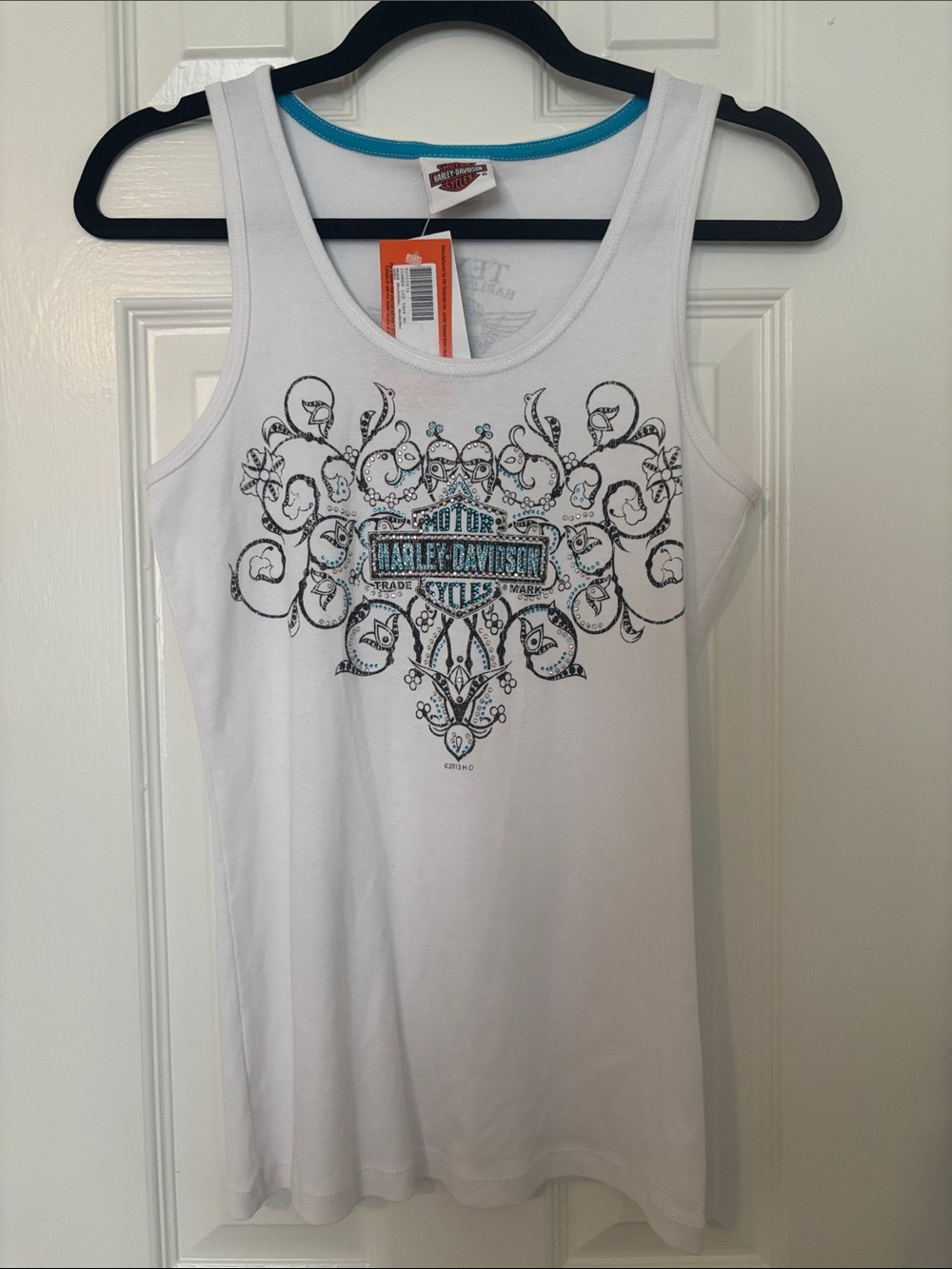 NWT Harley Davidson Texas Bedazzled Tank - White/Blue (M)